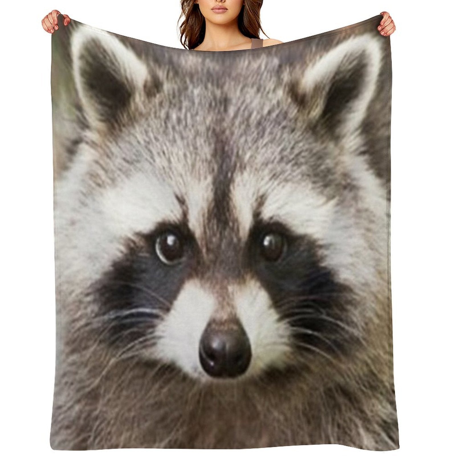 Raccoon Face Plush Throw Blanket
