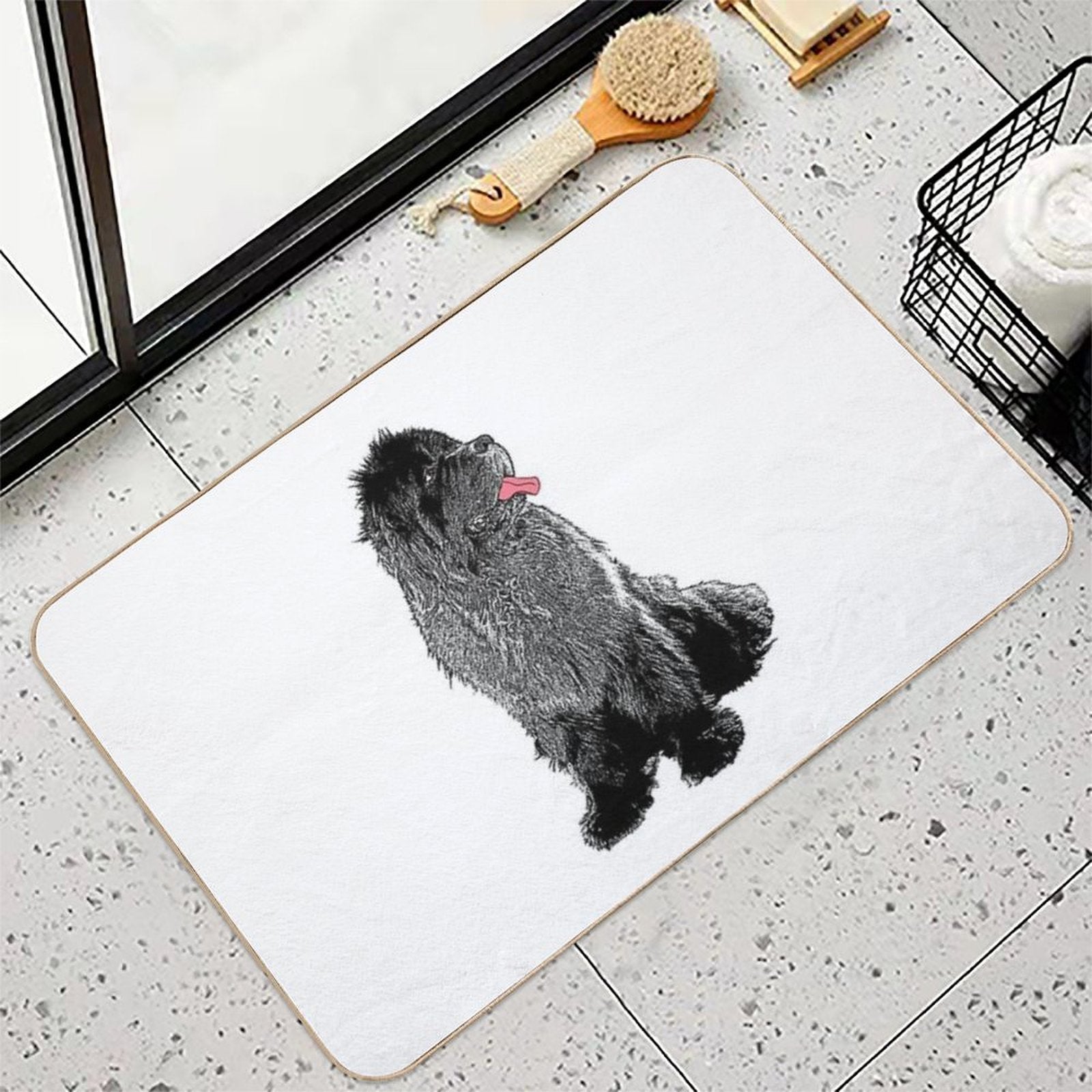 Grunge Newfie  Non-Slip Bath Mat