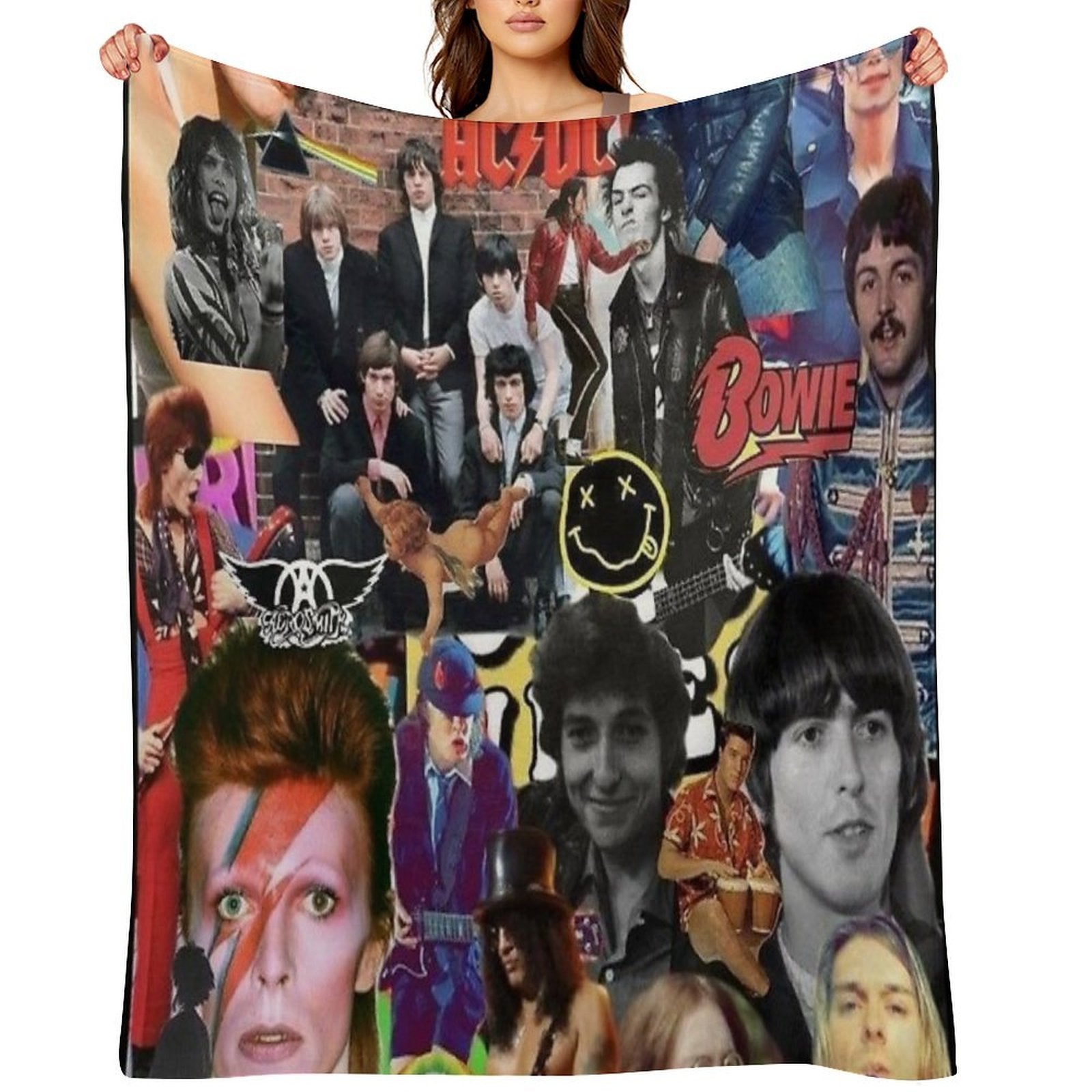 Retro 1990 Rock Band Posters Wrinkle-free Throw Blanket