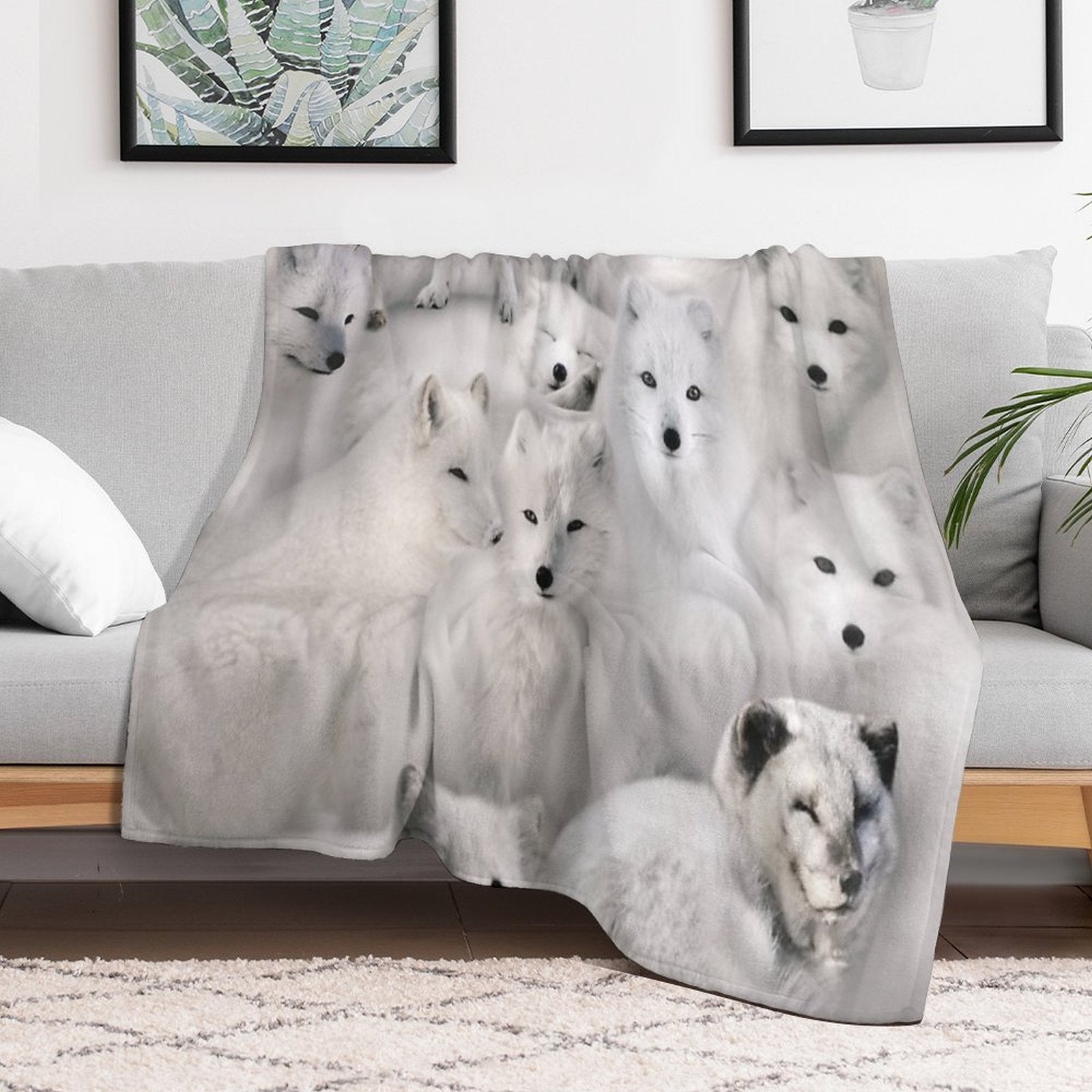 Arctic Foxes Multi-functional Throw Blanket