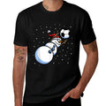 Christmas Boys Men Xmas Goalkeeper Soccer Snowman  High-quality Stitching T-Shirt