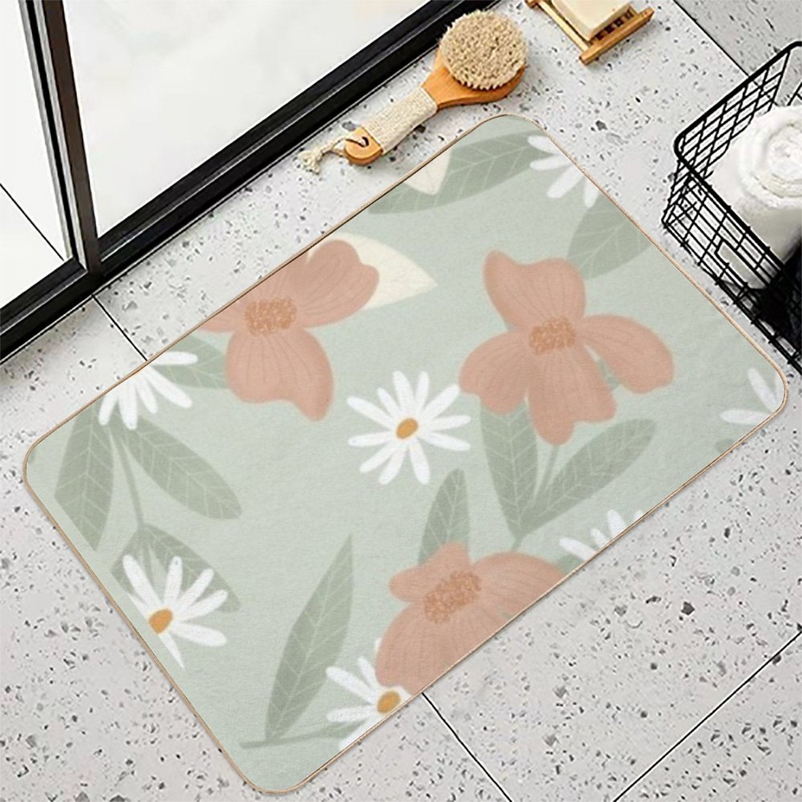 Floral Pattern  Toxin-Free Bath Mat