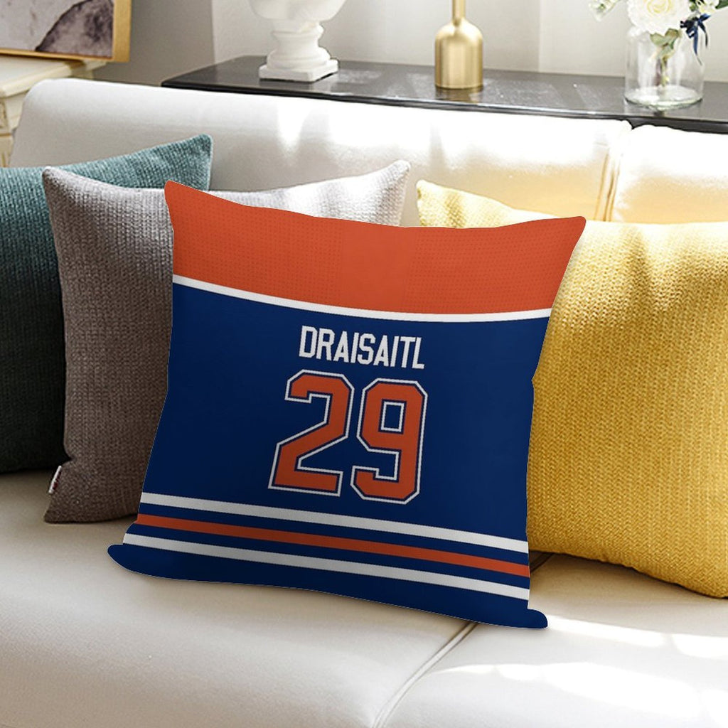 Edmonton Oilers Leon Draisaitl Home Jersey Back Phone Case Soft Anti-Pilling Throw Pillow