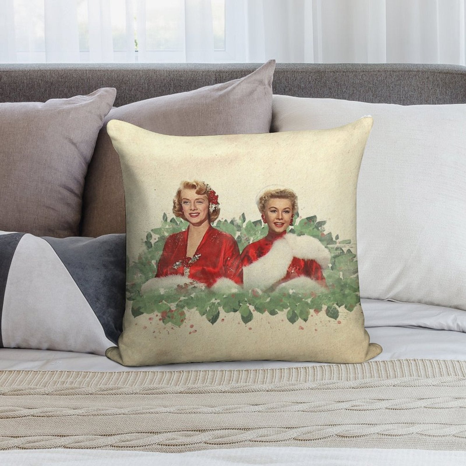 Sisters - A Merry White Christmas Soft Washable Throw Pillow