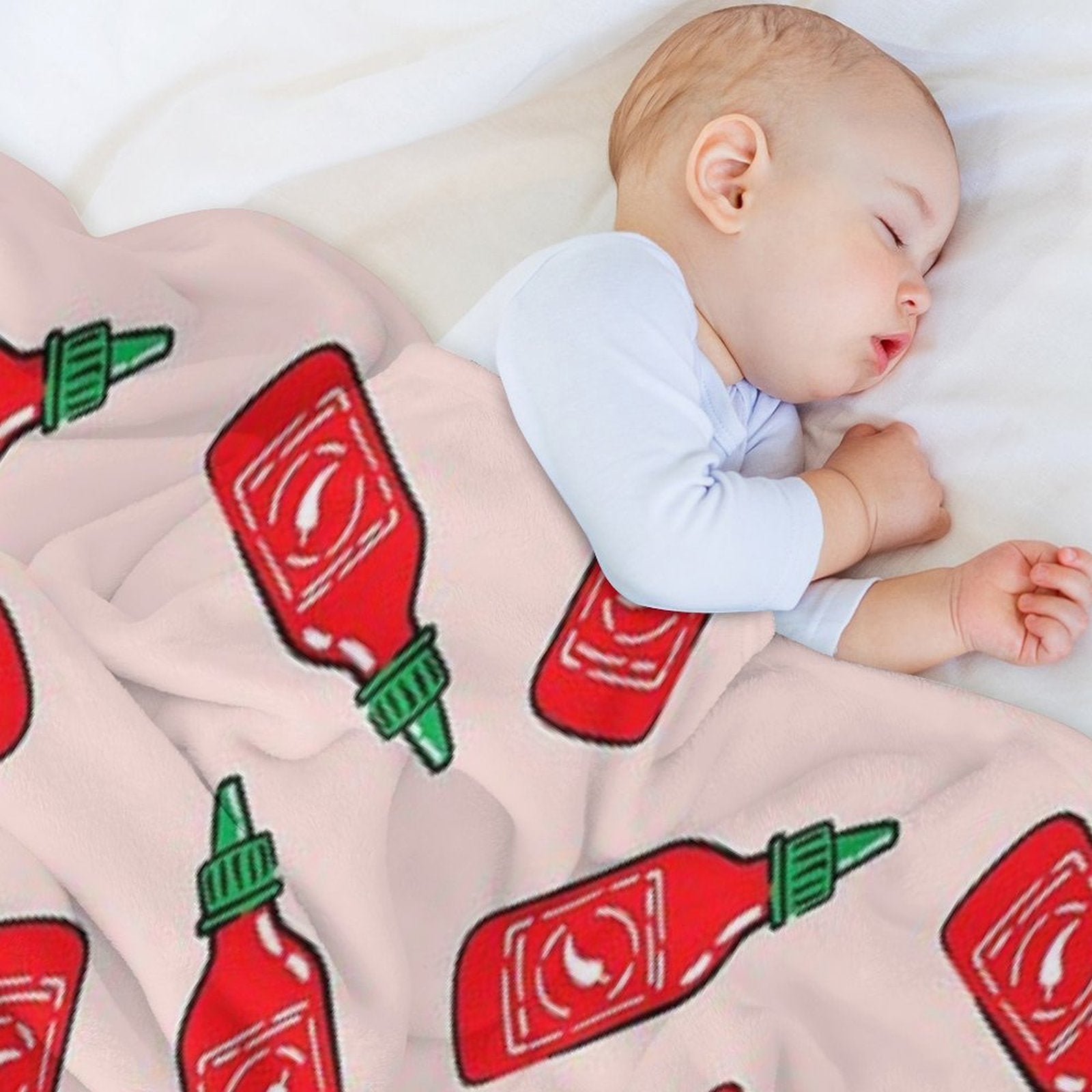 Sriracha Sauce - Pink - Hot Chili Sauce Anti-pilling Throw Blanket