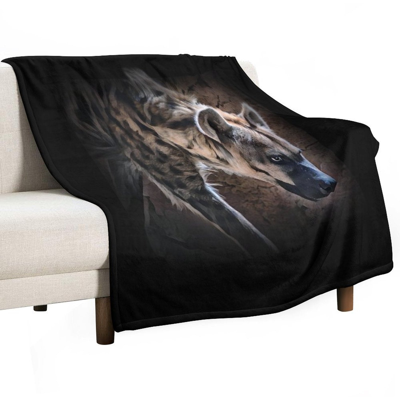 Spotted Hyena In Shadows Easy Care Throw Blanket
