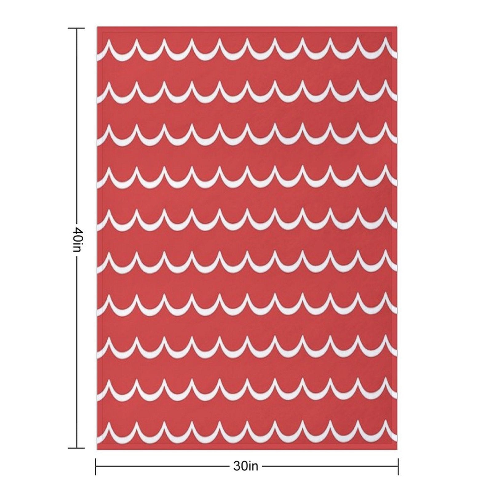 Red And White Coastal Wave Pattern Anti-pilling Throw Blanket
