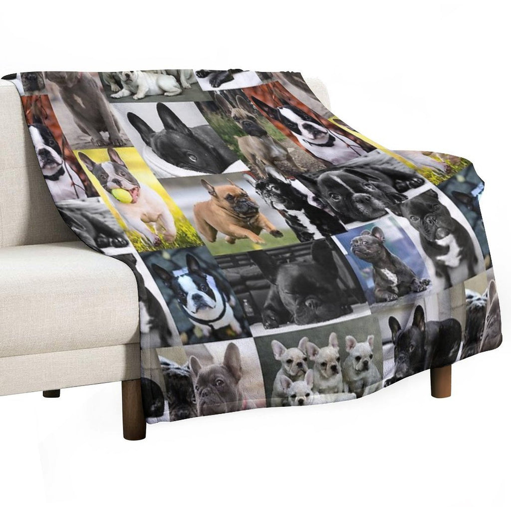 French Bulldog Dog Breed Collage Anti-pilling Throw Blanket