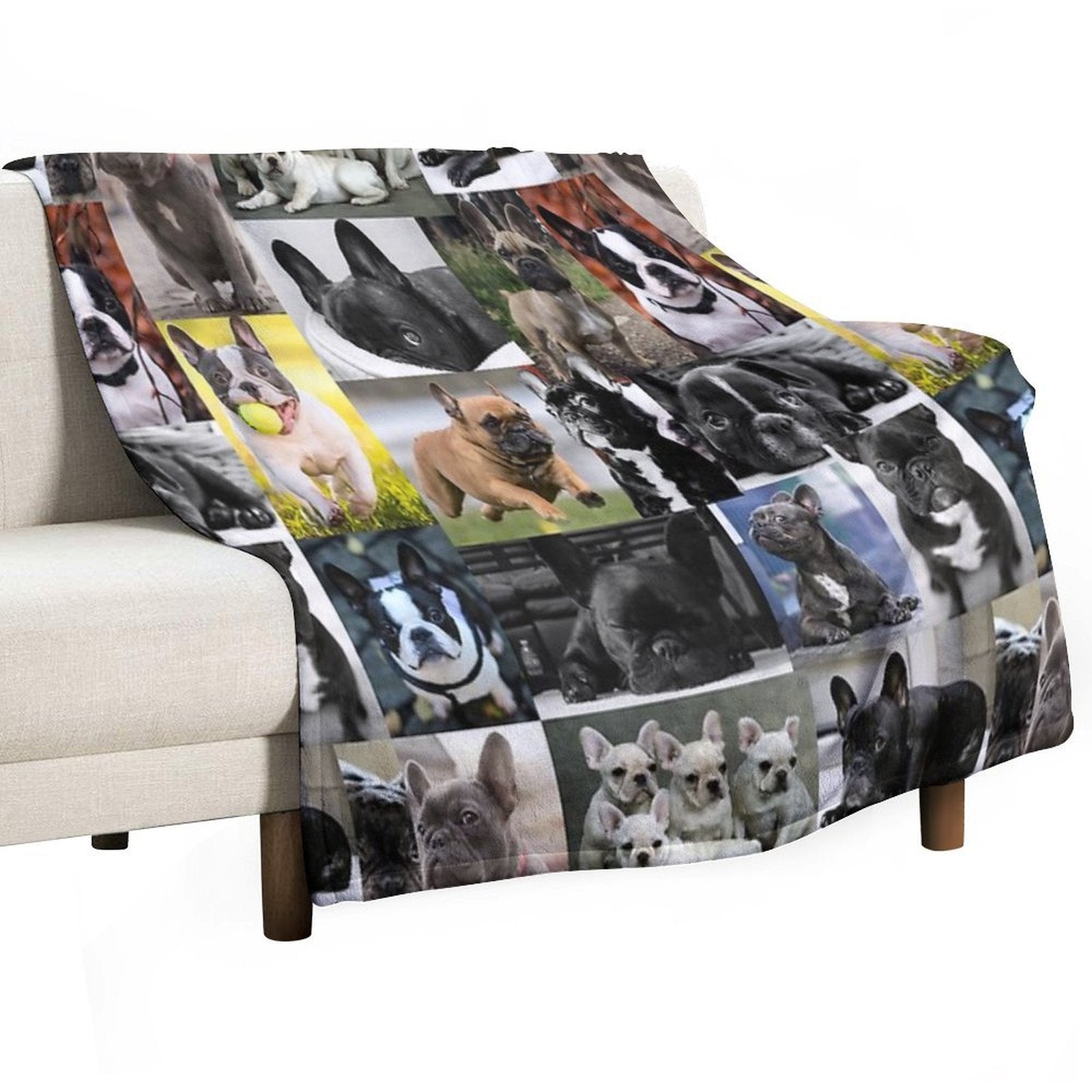 French Bulldog Dog Breed Collage Anti-pilling Throw Blanket