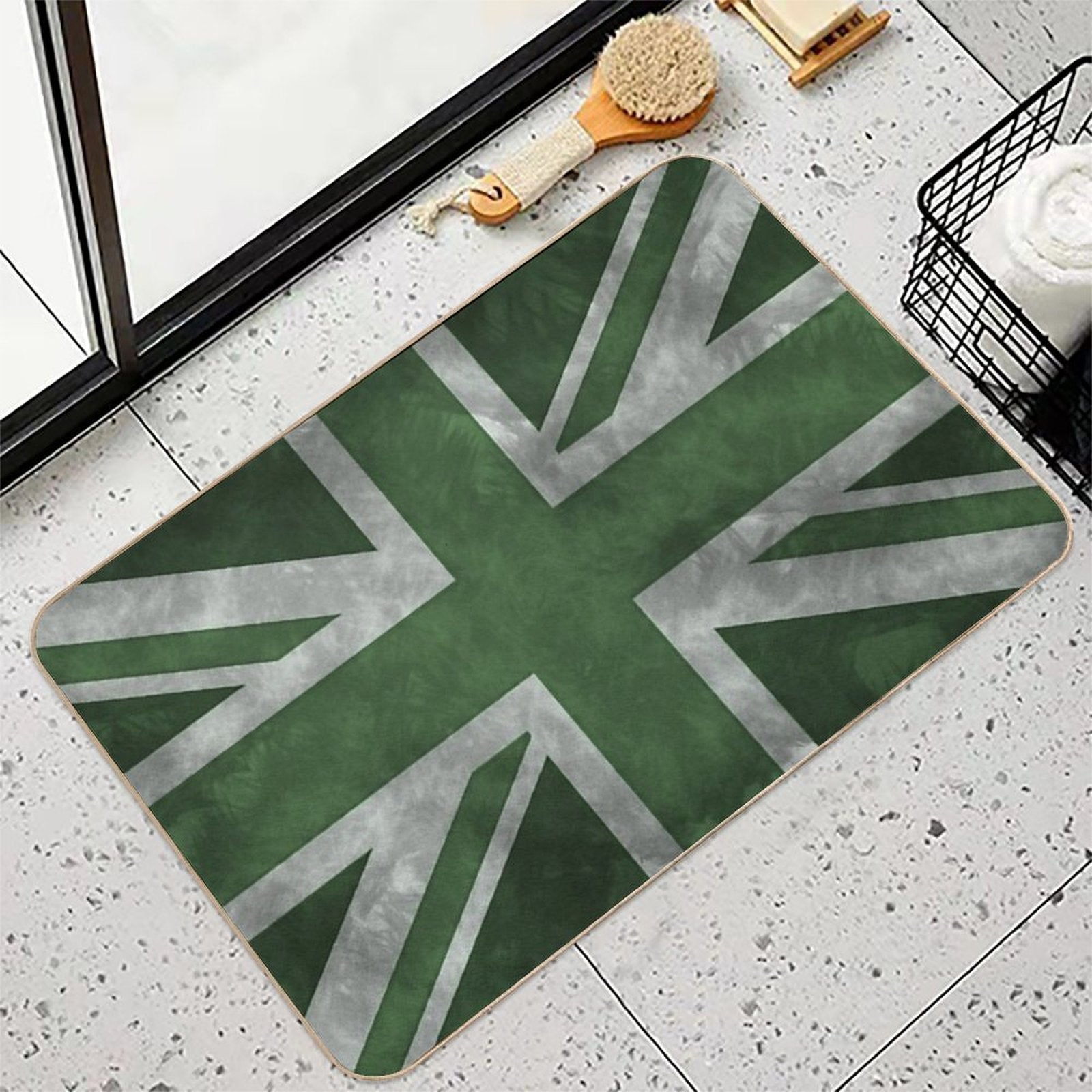 Green Distressed Union Jack  Multi-Purpose Bath Mat