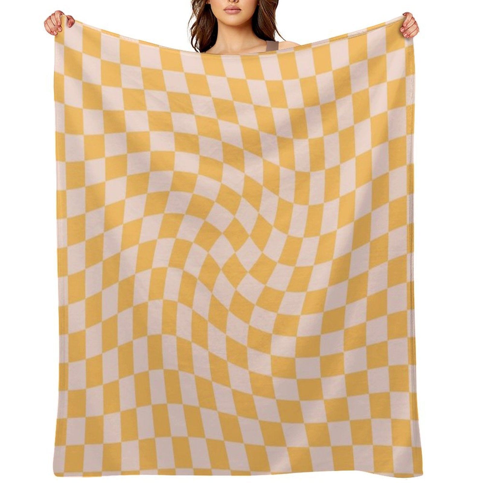 Check I - Yellow Twist Quick-dry Throw Blanket
