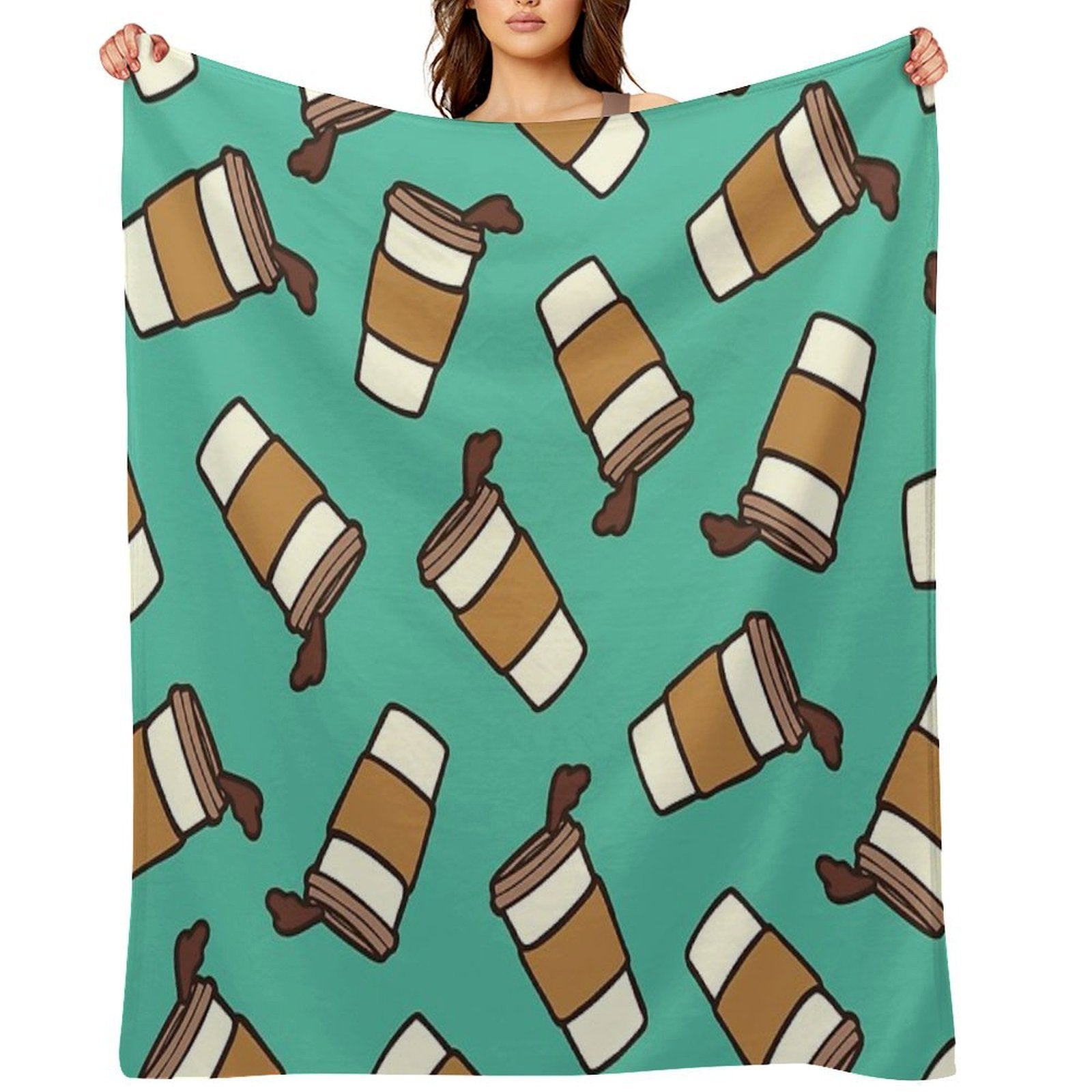 Take It Away Coffee Pattern Shrink-resistant Throw Blanket