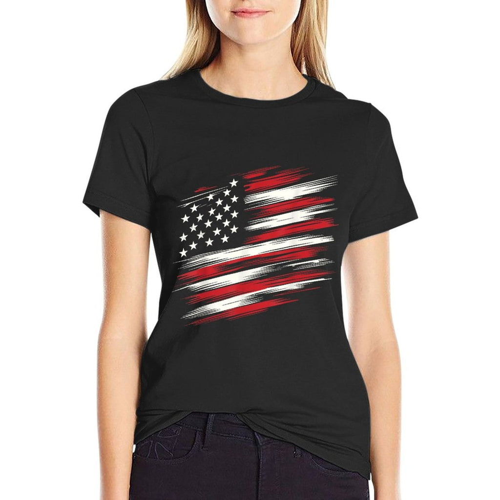 4th of July Shirts Fourth of July Patriotic American  Oversized Silhouette T-Shirt