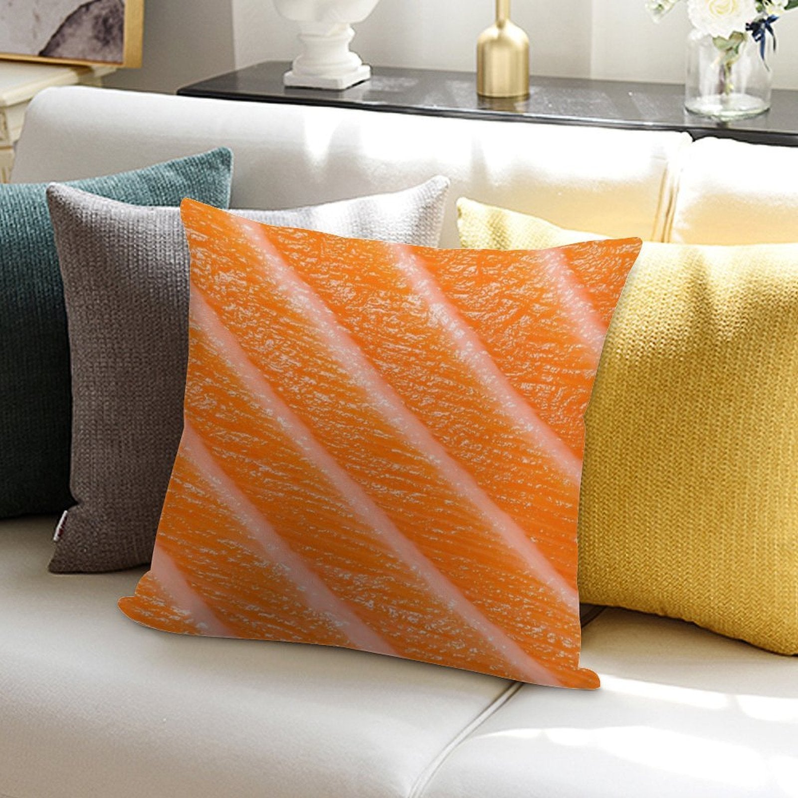 Salmon Sushi  Sashimi Soft Shrink-Resistant Throw Pillow