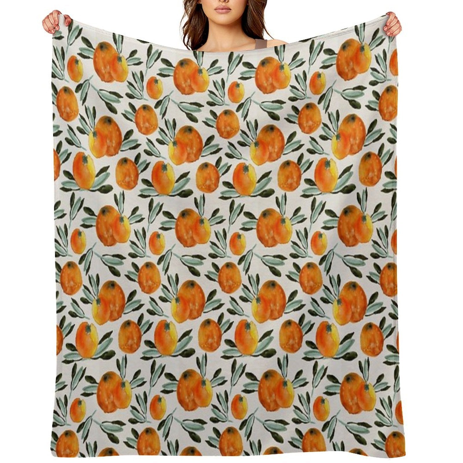 Sunny Orange Plush Throw Blanket