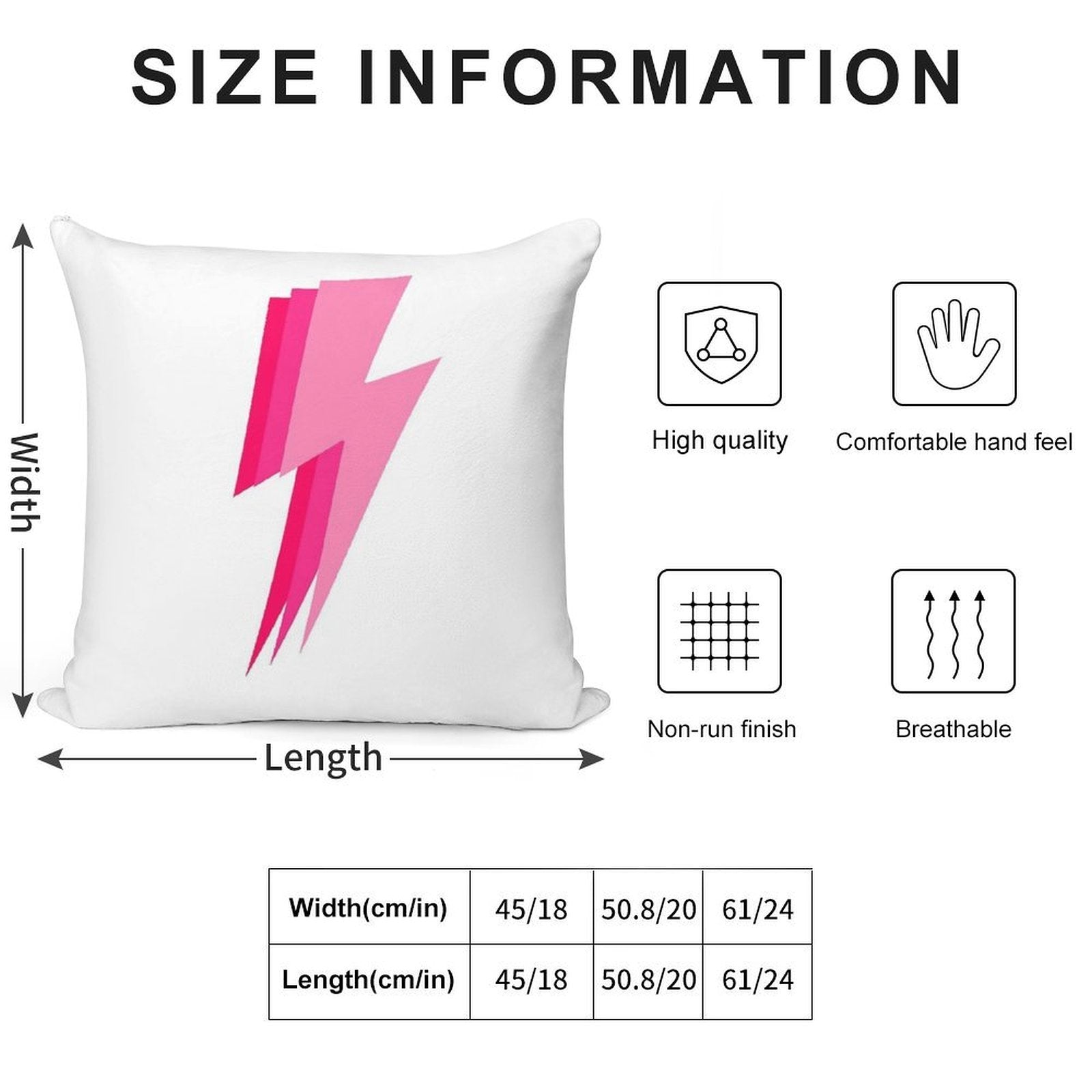 3 Pink Lightning Bolt Soft Home Decor Throw Pillow