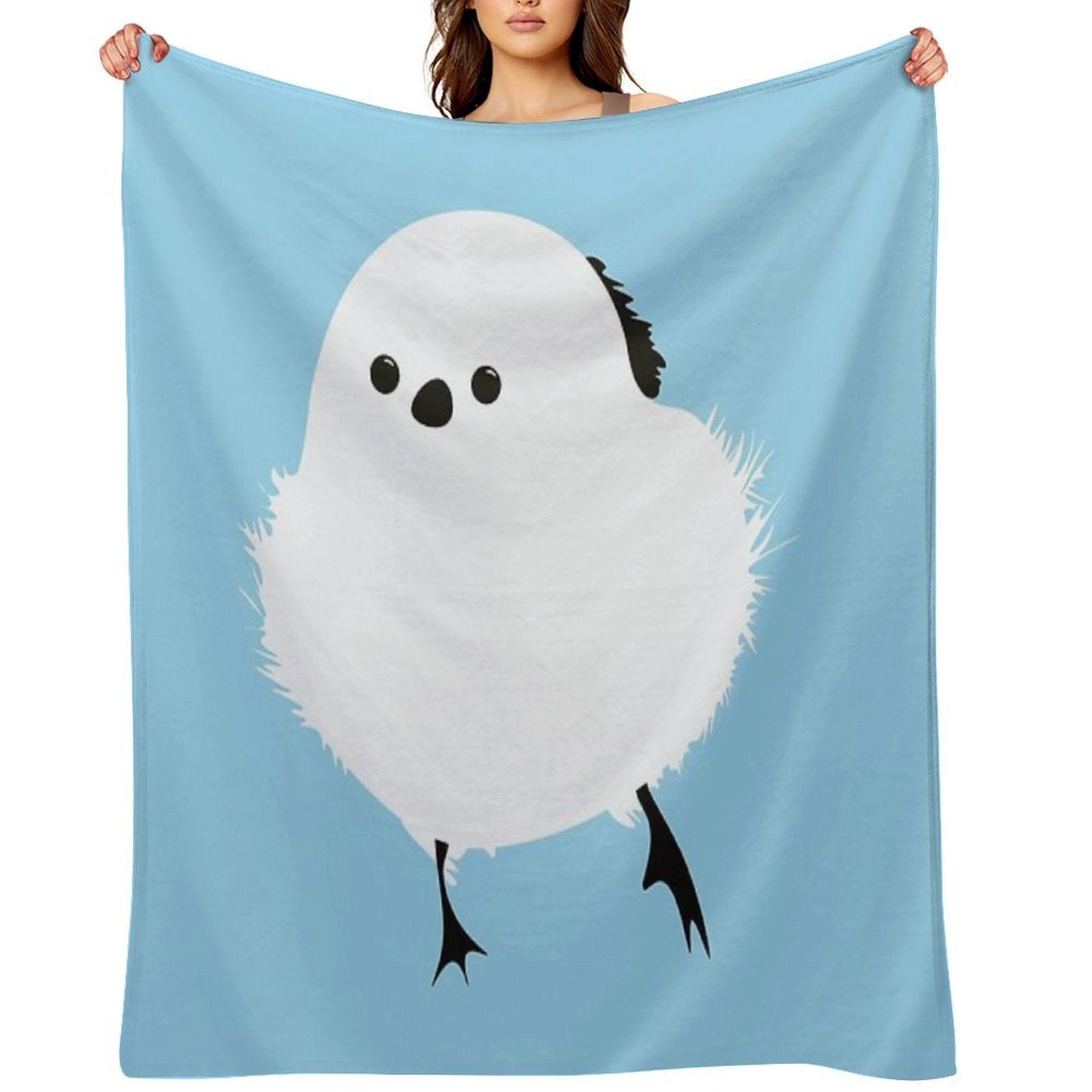 Chubby Round Bird - Shima Enaga Travel-friendly Throw Blanket