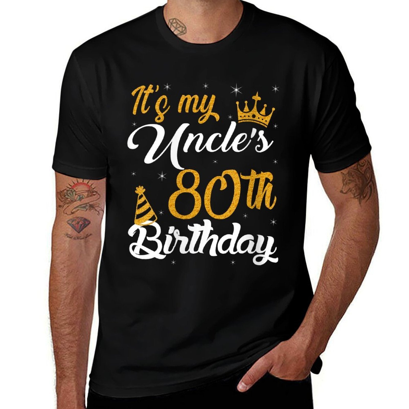 Womens Happy It's My Uncle's 80th Birthday 1945 80 Years Old Comfortable T-Shirt
