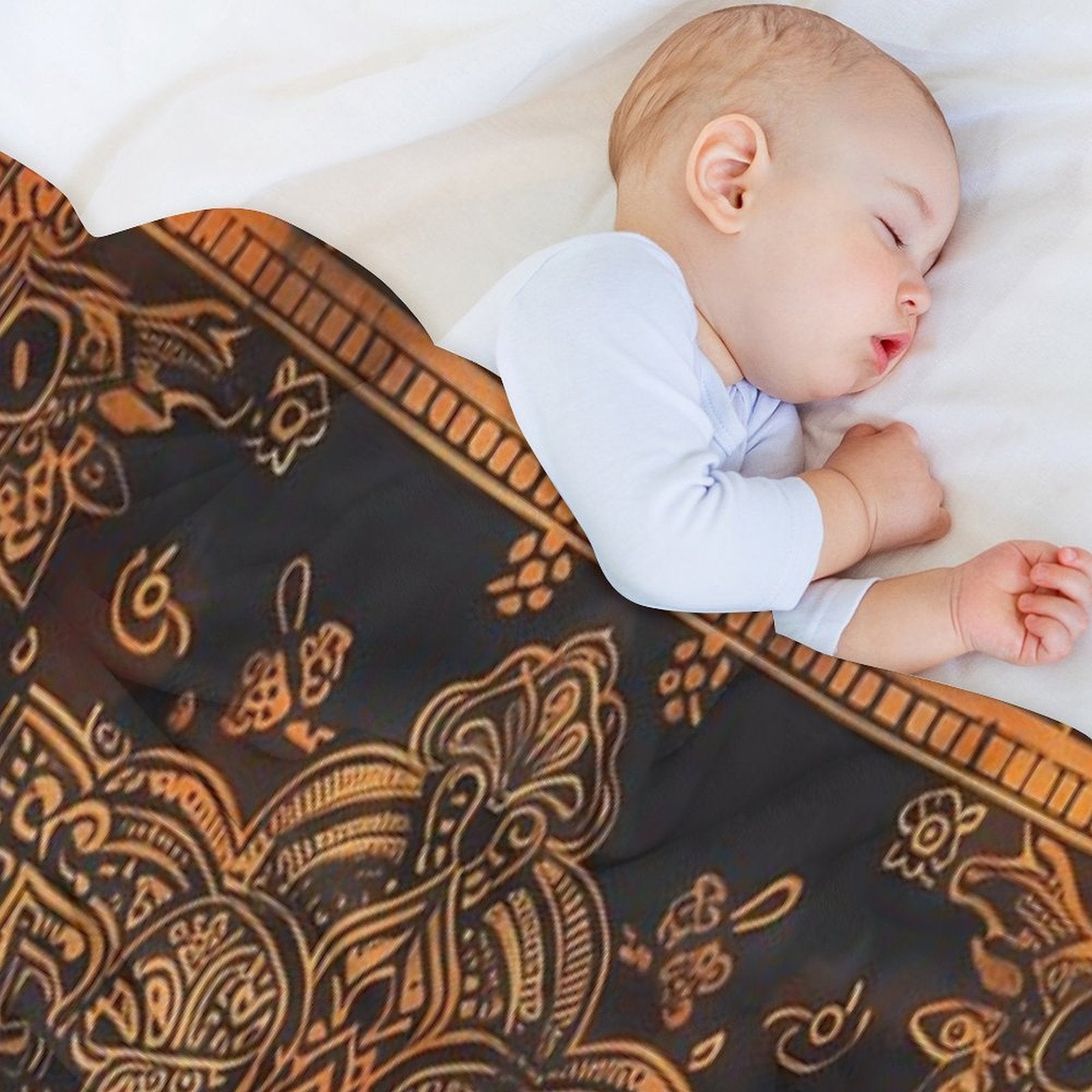 Stunning Brown And Orange Delicate Detailed Mandala Square Travel-friendly Throw Blanket