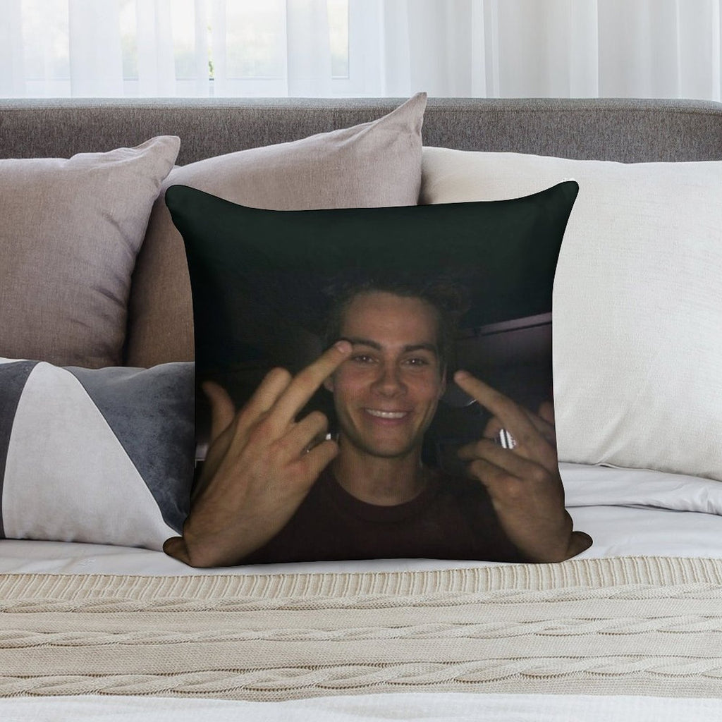 Dylan O’brien Middle Fingers Soft Shrink-Resistant Throw Pillow