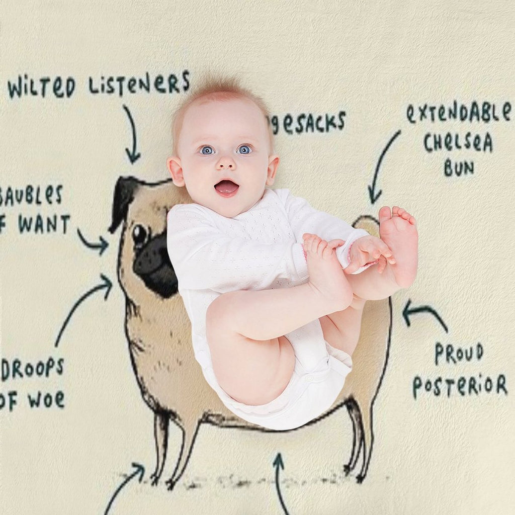 Anatomy of A Pug Multi-functional Throw Blanket