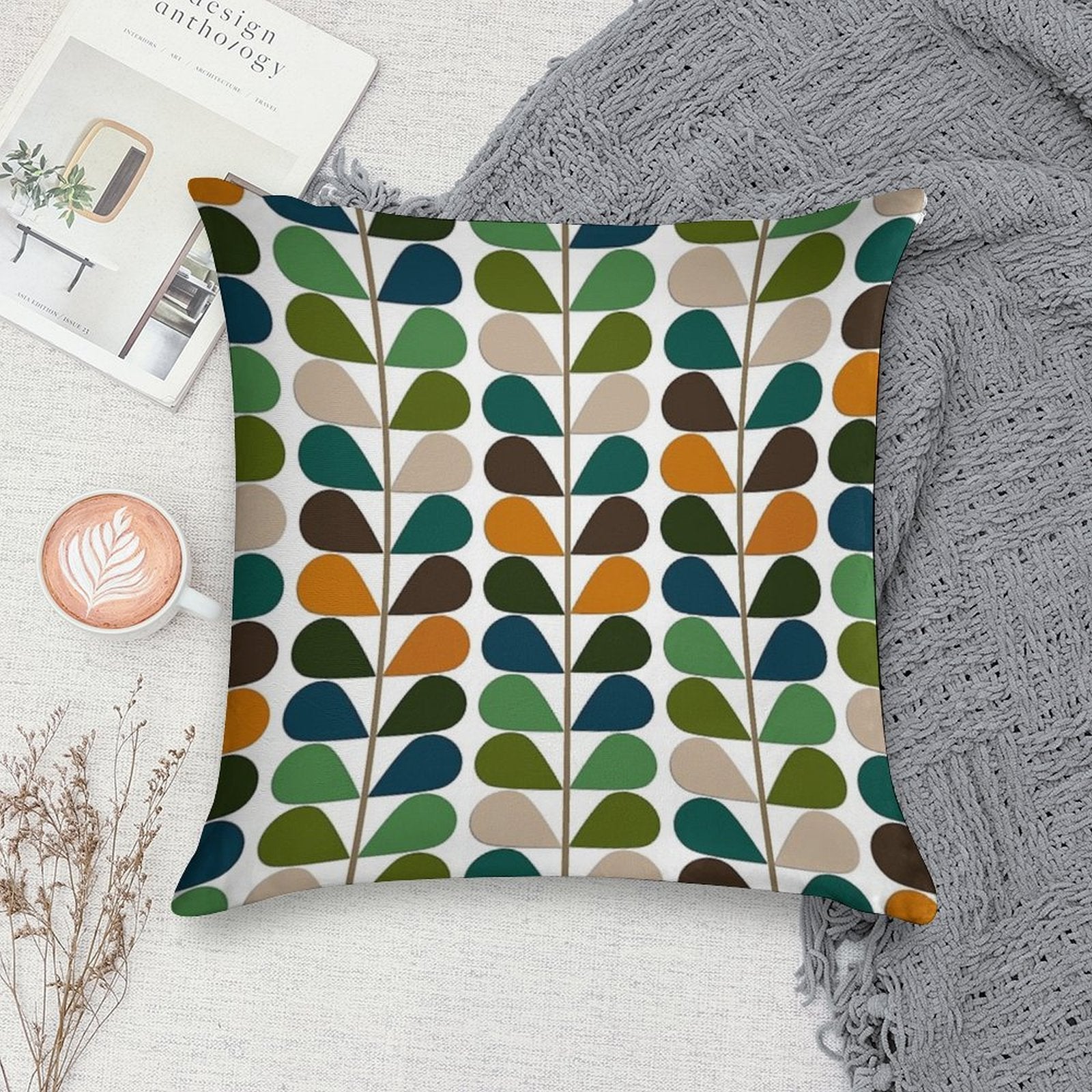Retro 60s Mid Century Modern Pattern 2 Soft Shrink-Resistant Throw Pillow