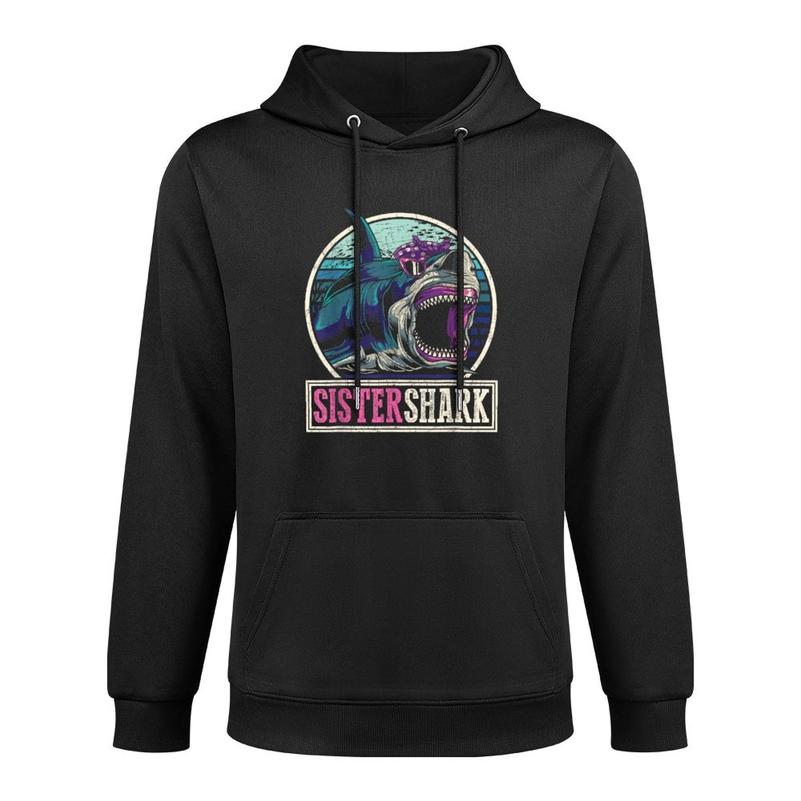 Retro Ocean Animal Family Girls Gift Predator Sister Shark Layering Staple Hoodie