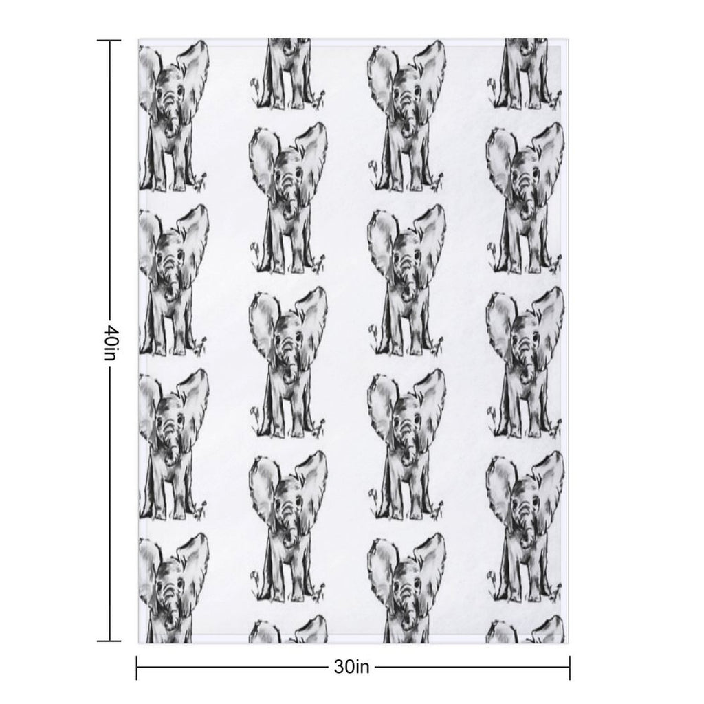 Black And White Elephant Machine-washable Throw Blanket