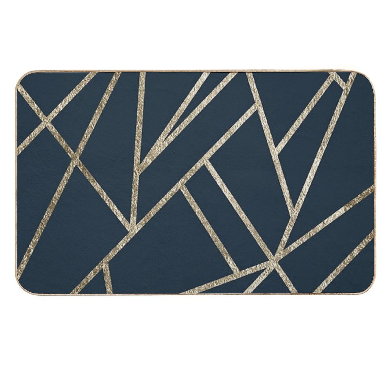 Classic Dark Blue Gold Geo #1 #geometric #decor #art  High-Traffic Bath Mat