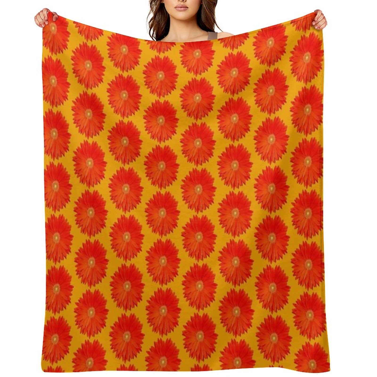 Orange Gebera Flower Anti-pilling Throw Blanket