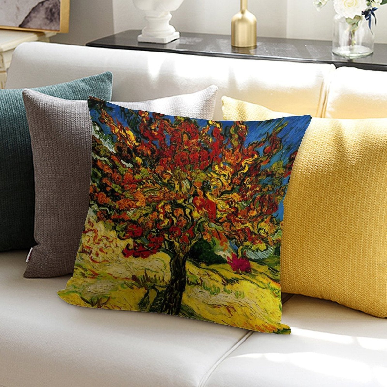 Van Gogh Mulberry Tree Print Soft Durable Construction Throw Pillow