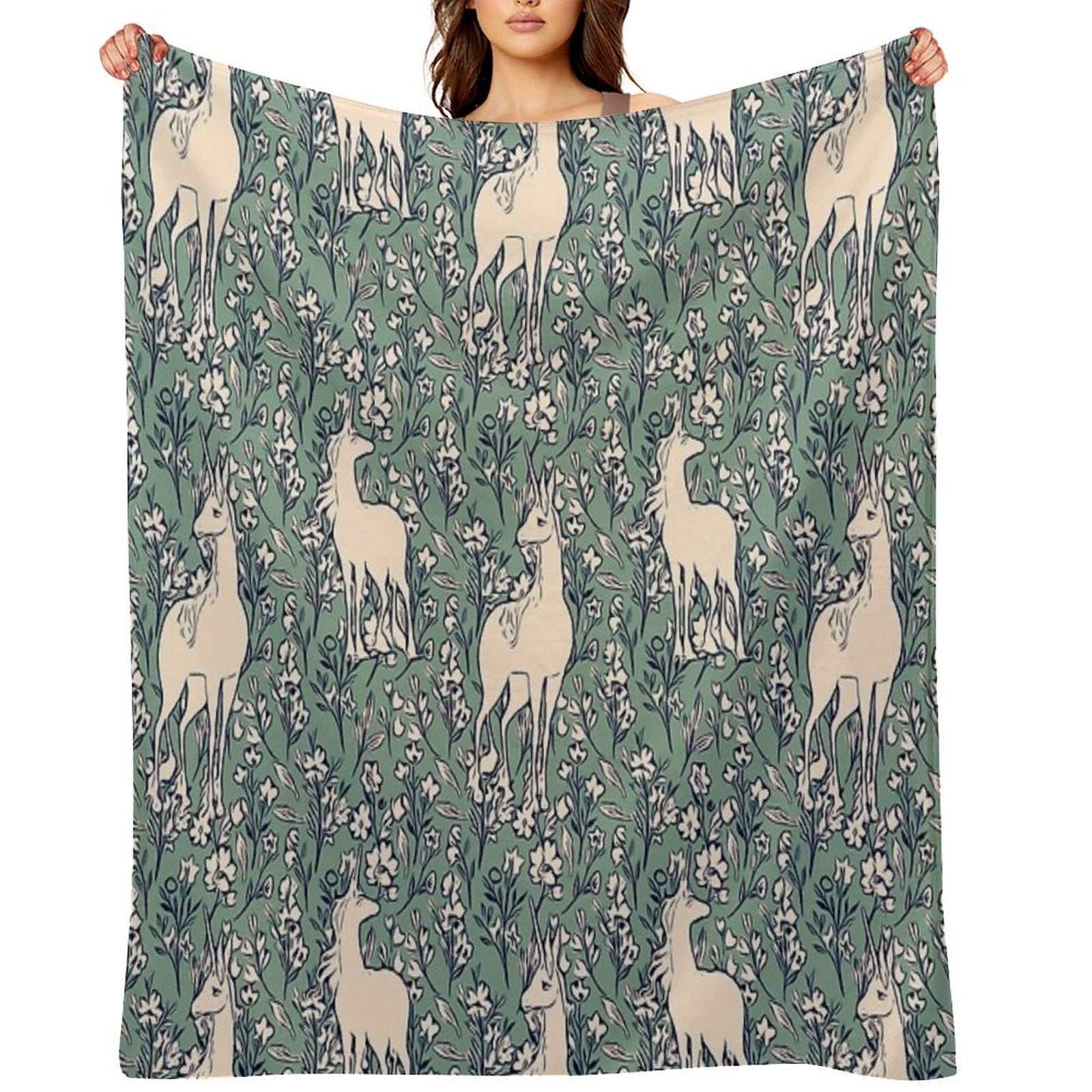 The Last Unicorn Ethereal Forest Print Comfort Throw Blanket