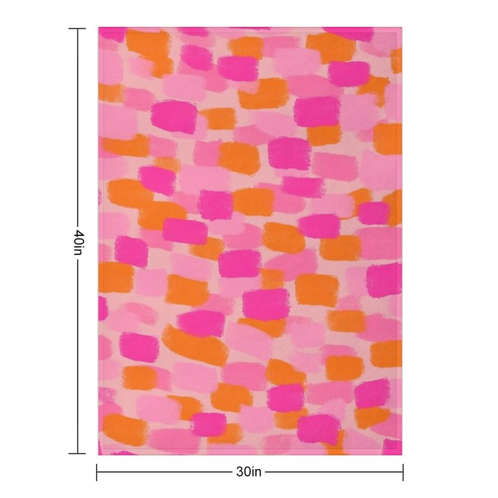 Abstract, Pink with Orange, Paint Brush Effect Compact Throw Blanket