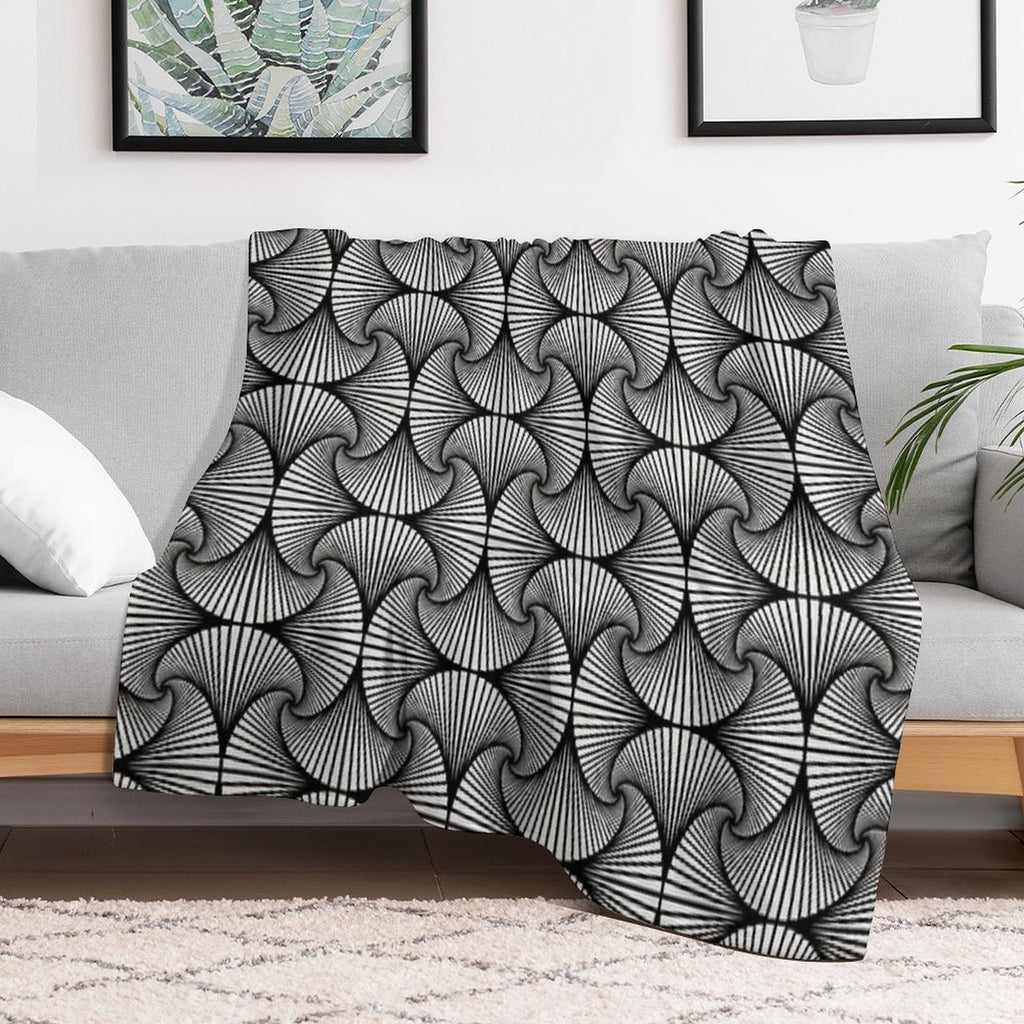 Pattern of Squares Black And White Farmhouse Travel-friendly Throw Blanket