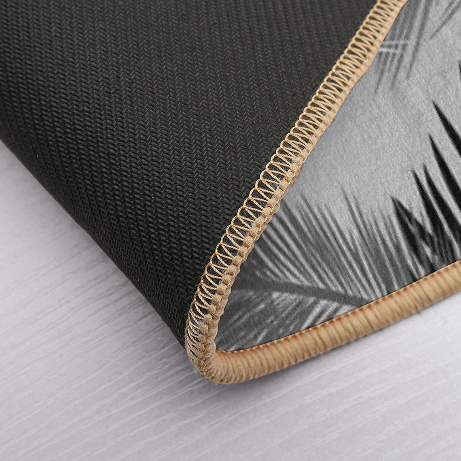 Palm Leaf Print, Gray, Black And White Durable Bath Mat