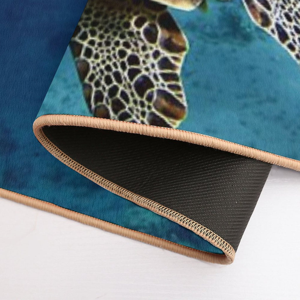 Blue Ocean Sea Turtle - Summer Sea Swimming  Turtle  Fade-Resistant Bath Mat