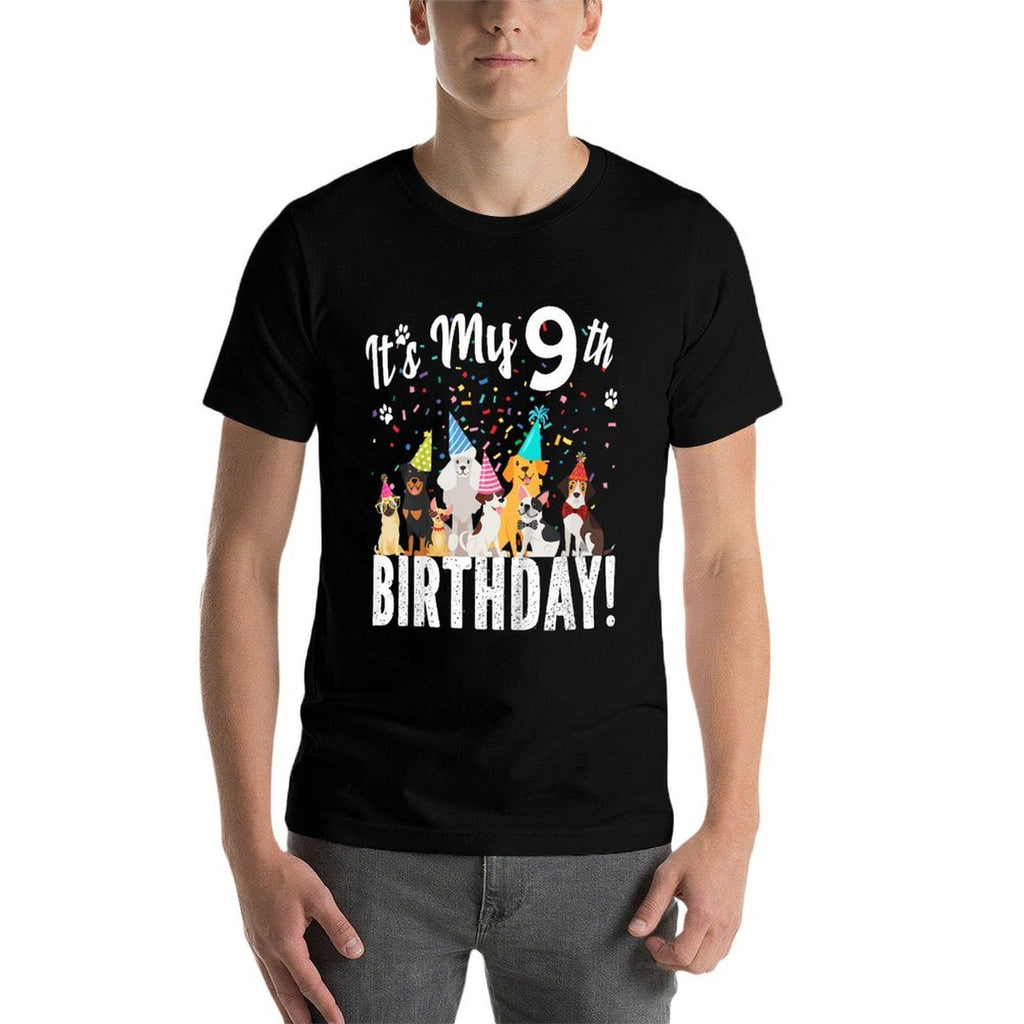 Kids Its My 9th Birthday Shirt Toddler Girl with Dogs (nine)  Vintage-inspired T-Shirt