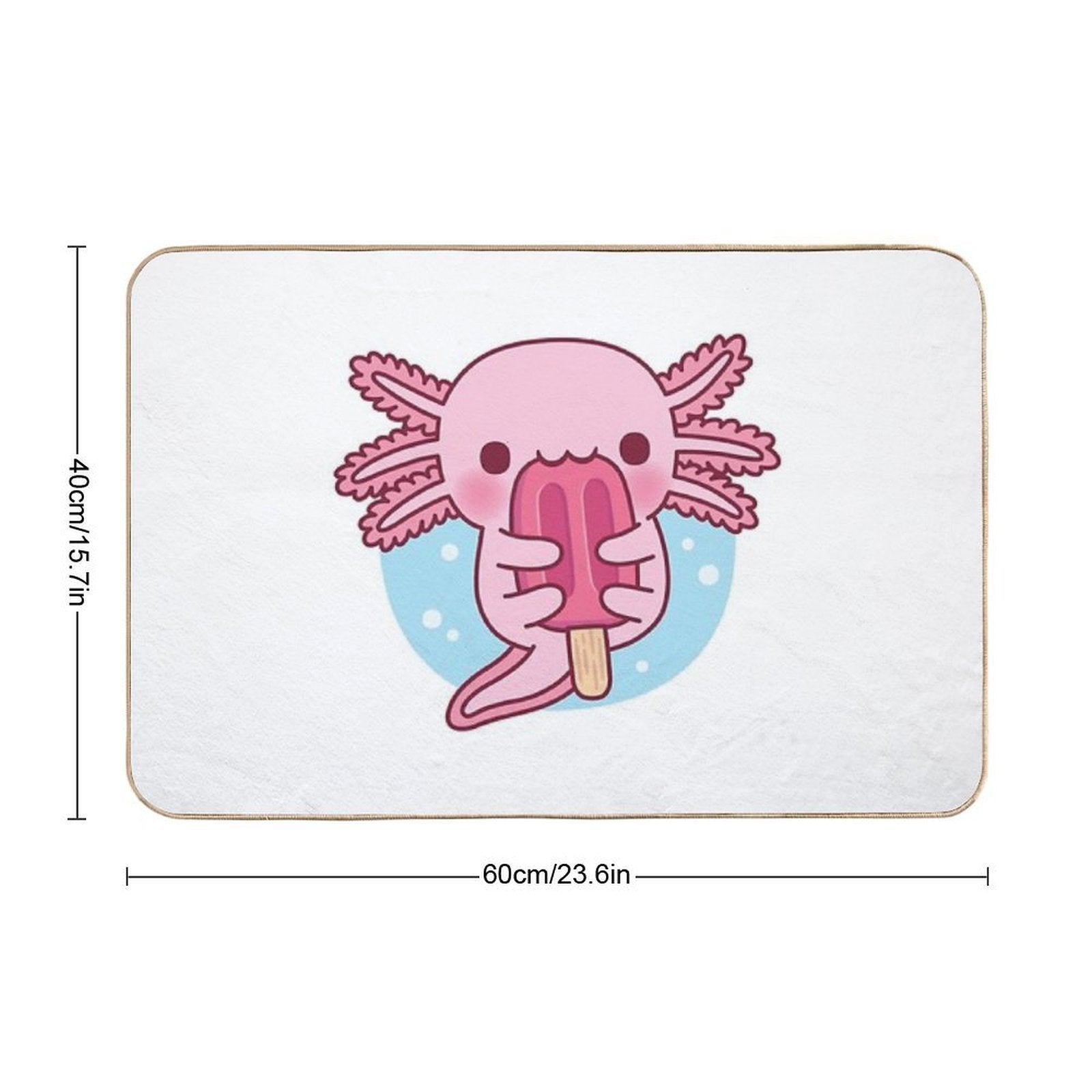 Cute Axolotl Eating Popsicle Ice Cream Durable Bath Mat