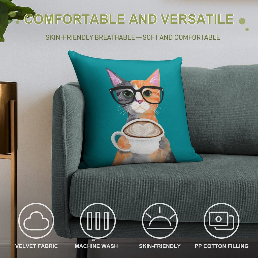 Kitten's Latte of Love Soft Easy Maintenance Throw Pillow
