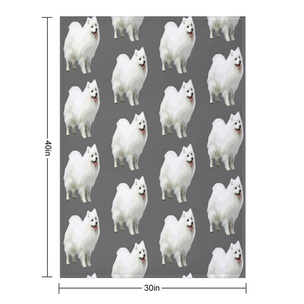 Japanese Spitz Puppy Dog Plush Throw Blanket