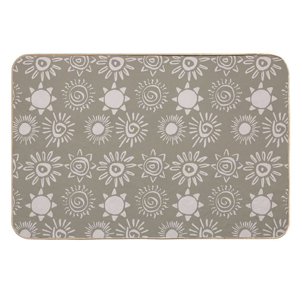 Magical Sun Bohemian Dreamy Aesthetic In Muted Colors Muted Green Durable Bath Mat