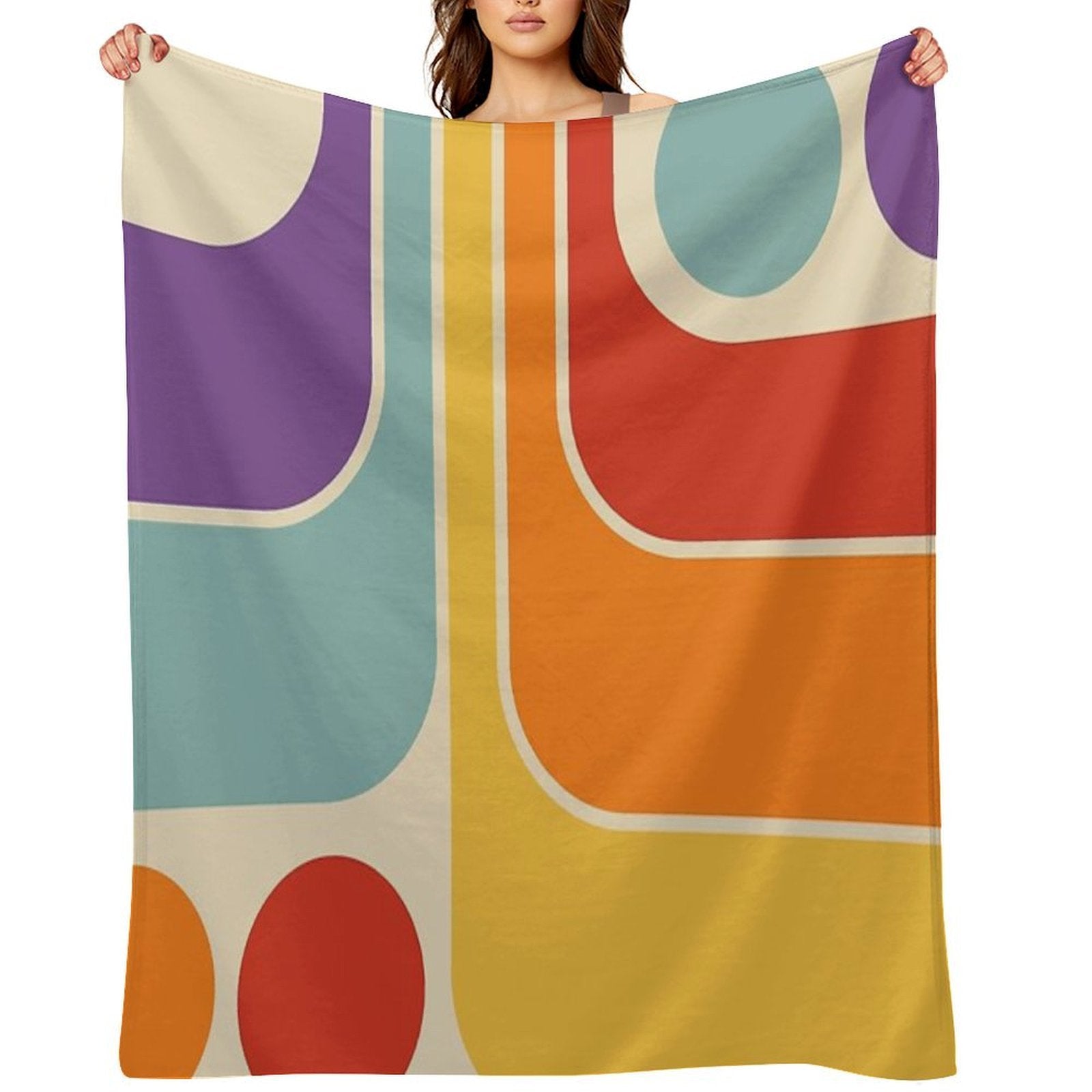 Retro Geometric Design 628 Eco-conscious Throw Blanket