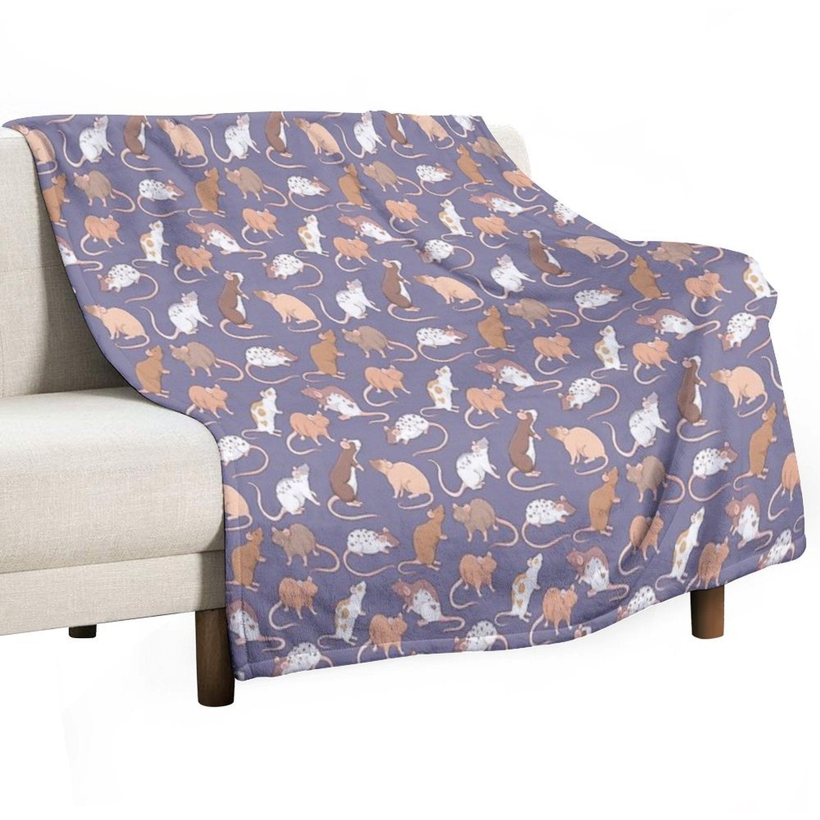 Cute Rattie Rats Against A Slate Grey Background by Whimsicolourart Travel-friendly Throw Blanket