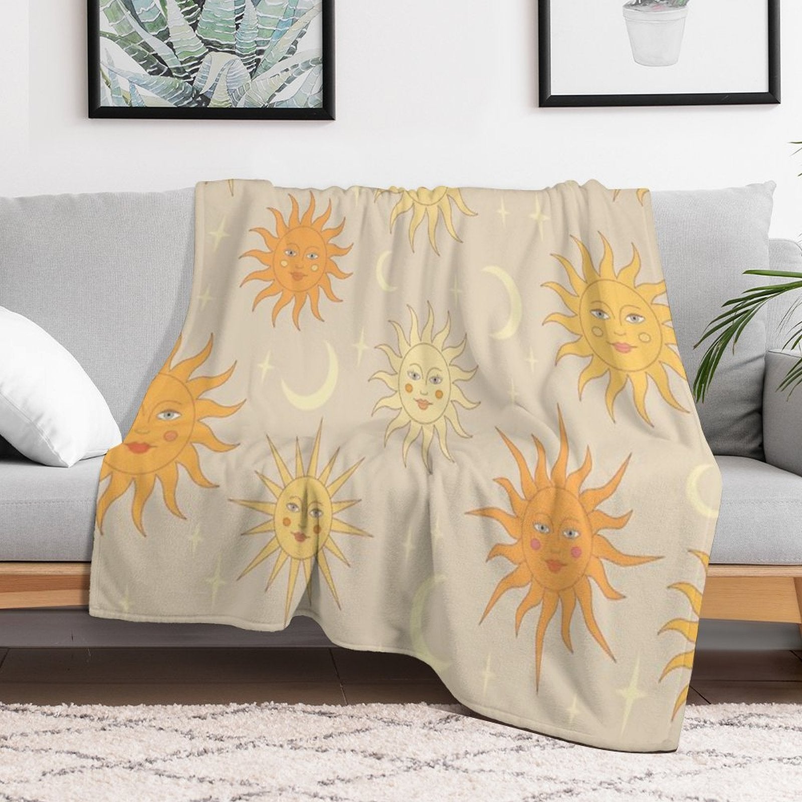 Boho Sun Pattern Durable Throw Blanket