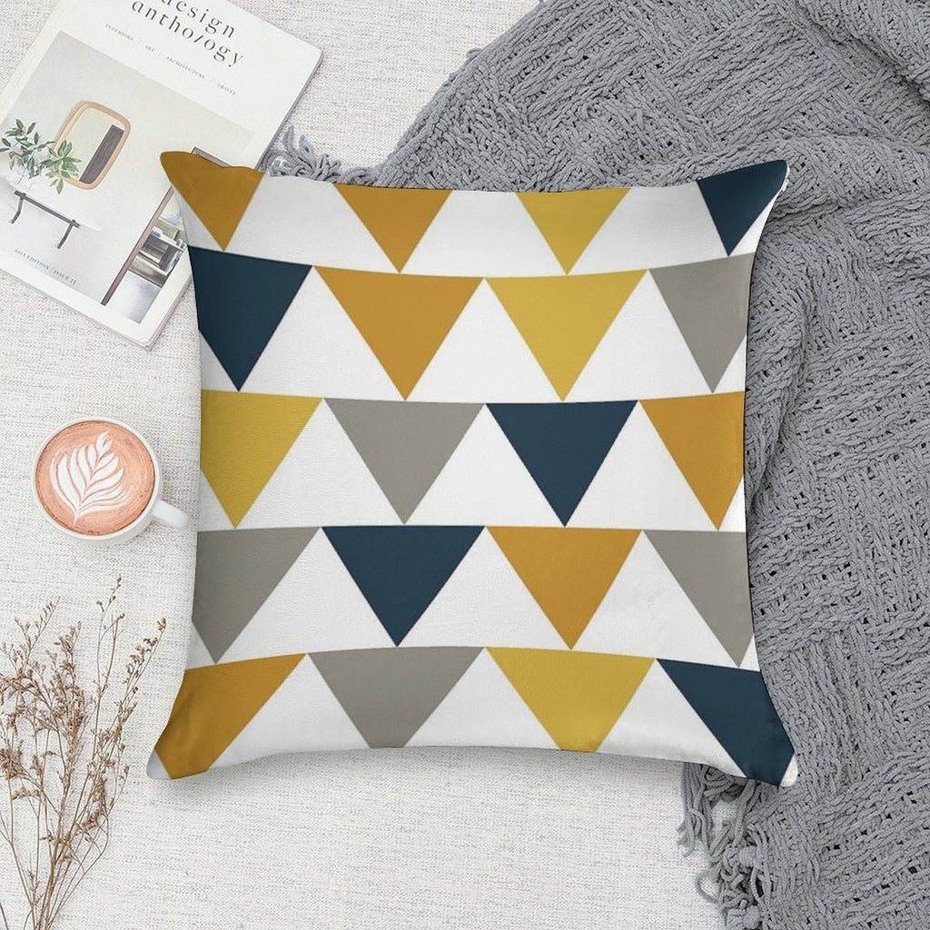 Arrows Light Mustard Yellow, Dark Mustard Yellow, Dark Blue, Grey, And White Geometric Pattern Soft Ultra-Soft Texture Throw Pillow