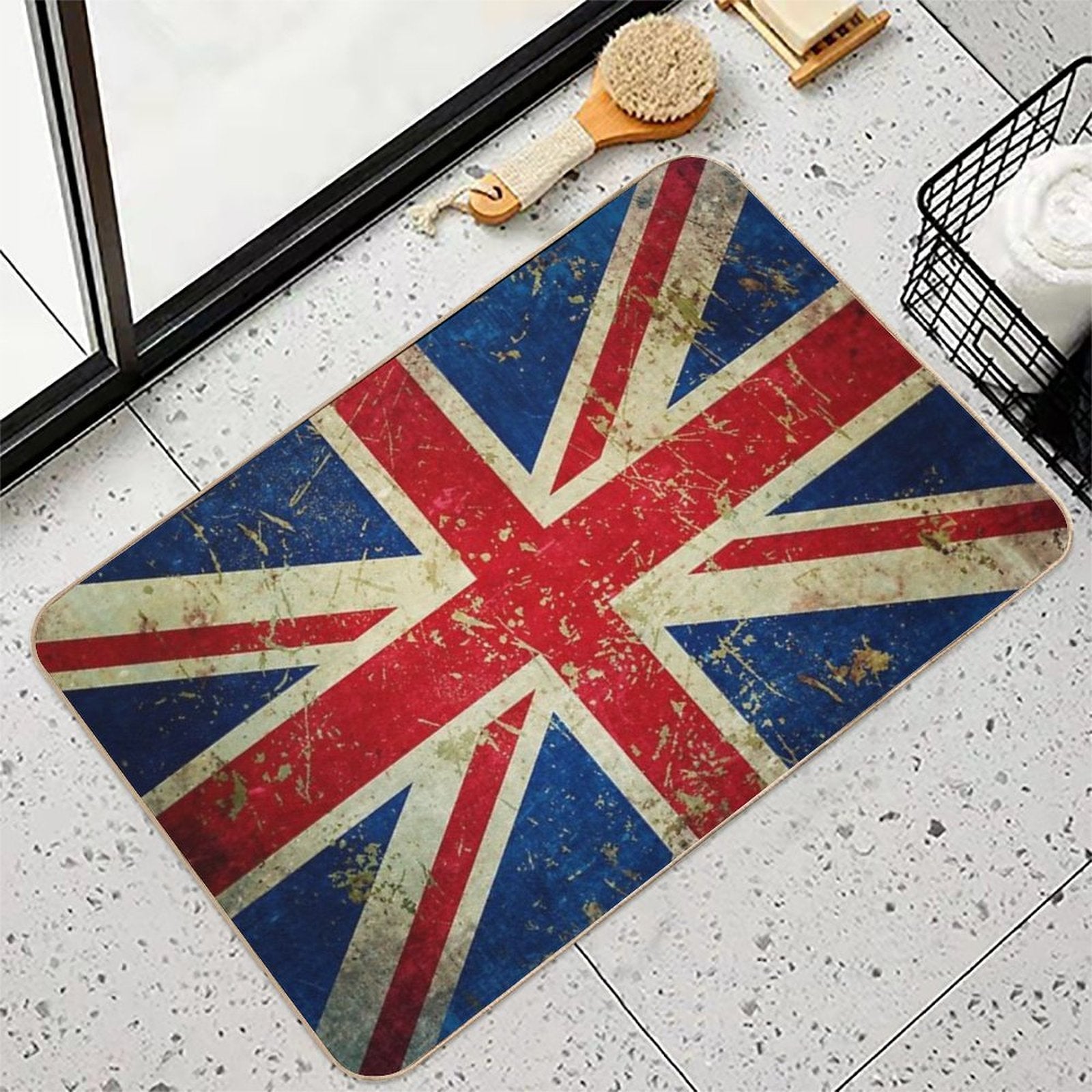 Grunge Union Jack - Scratched Metal Effect  Odorless Bath Mat