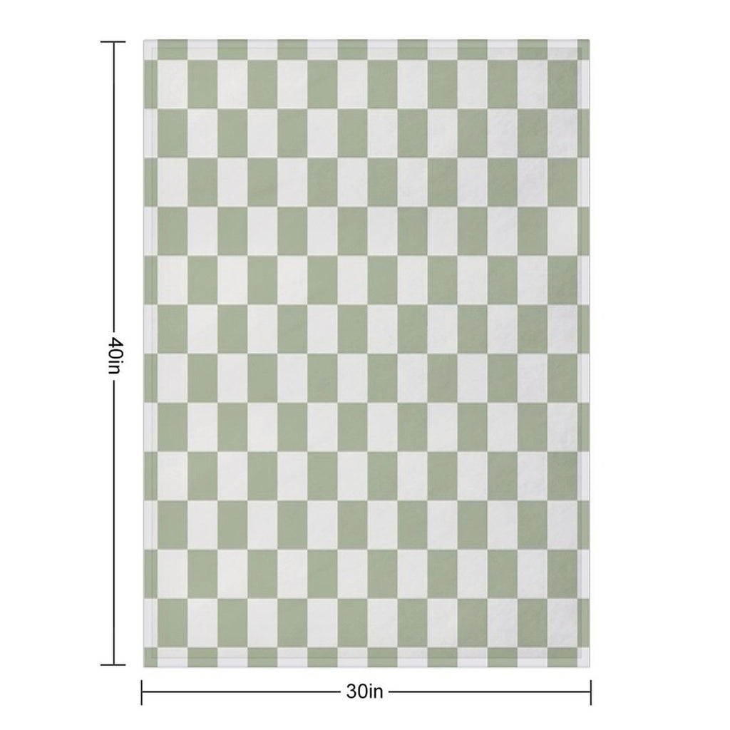 Checkerboard Mini Check Pattern in Sage Green And Off White Shrink-resistant Throw Blanket