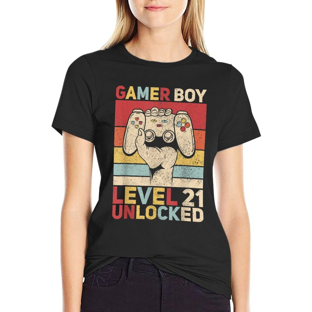 Mens Gamer Boy Level 21 Unlocked 21 Years Old Boy 21st Birthday  Eco-friendly Material T-Shirt