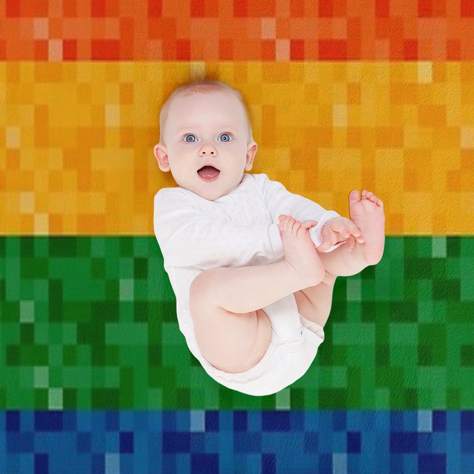 Seamless Repeating LGBTQ Pride Rainbow Pixel Flag Background Machine-washable Throw Blanket