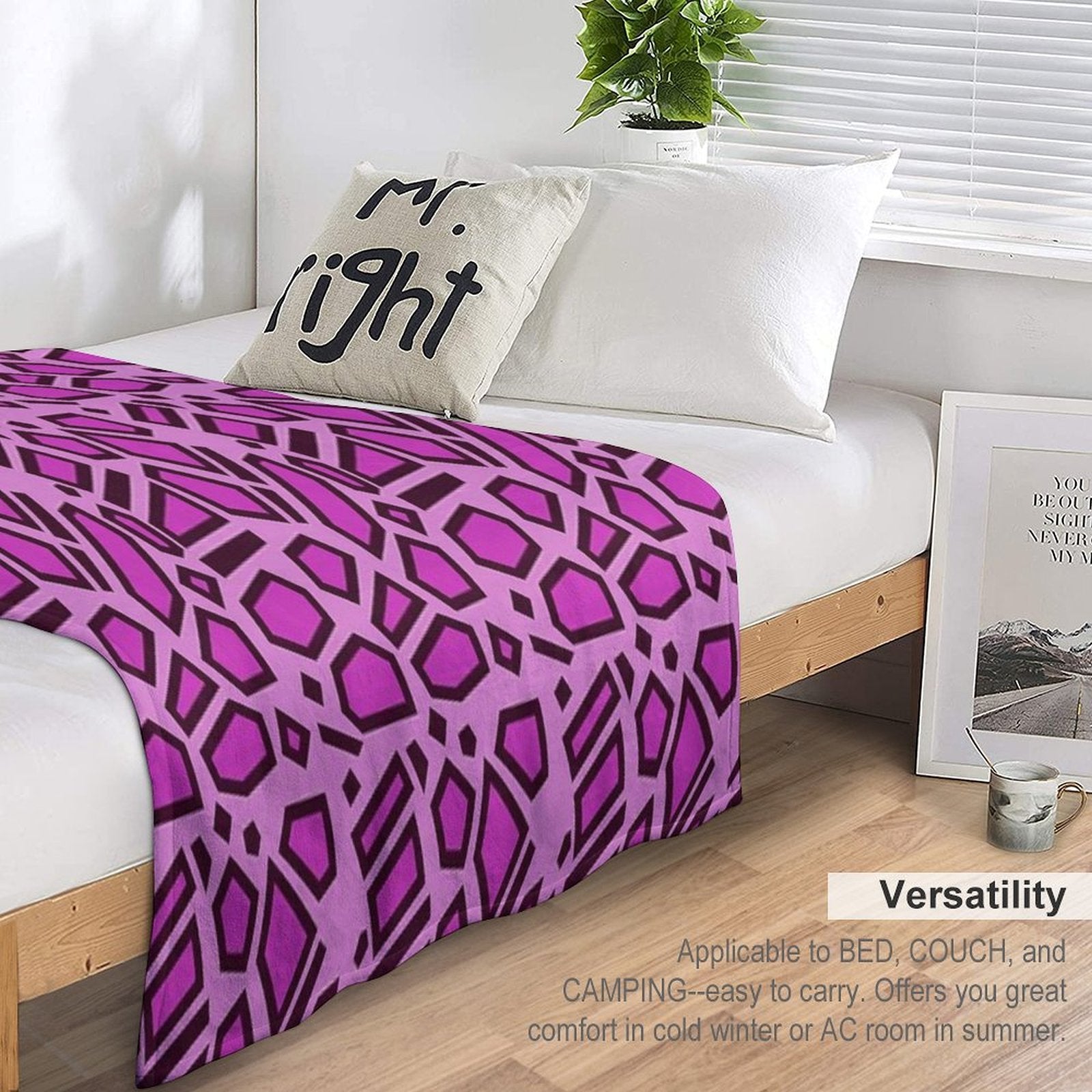 Kipo Pink Mega Jaguar Spots Comfort Throw Blanket